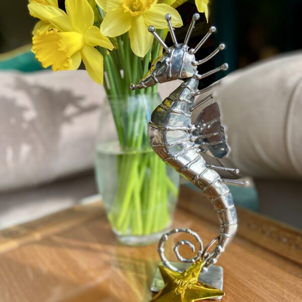 Mothers day Gift, Small metal seahorse with Key ring