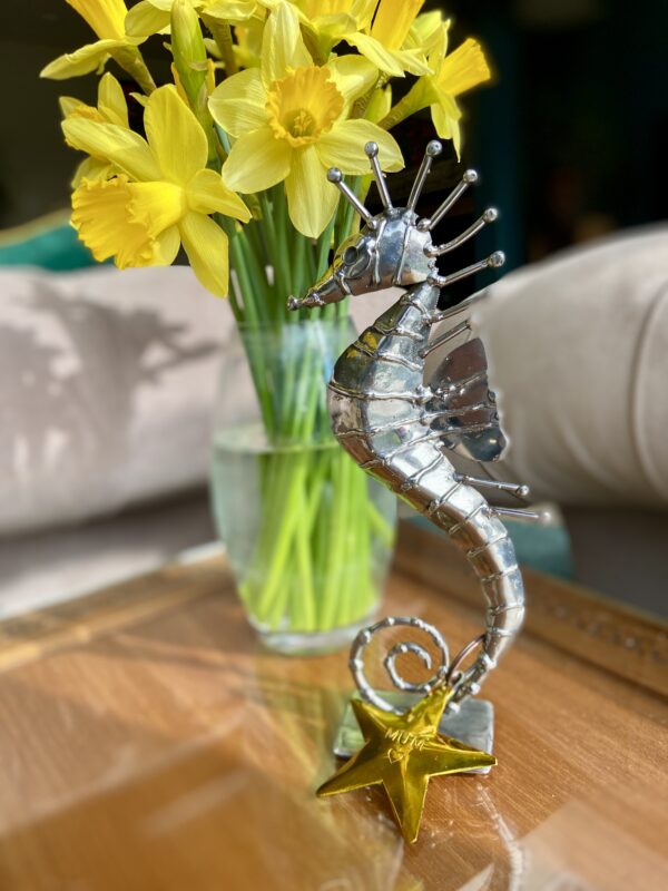 Mothers day Gift, Small metal seahorse with Key ring